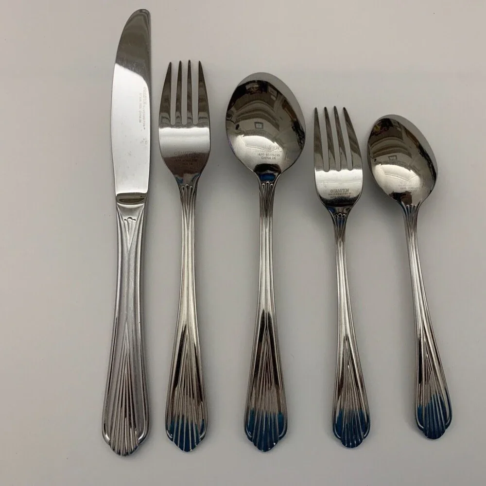 Hampton Silversmiths Alexis 235‎ Stainless Steel Forks Spoons Knife 18/10 Ribbed